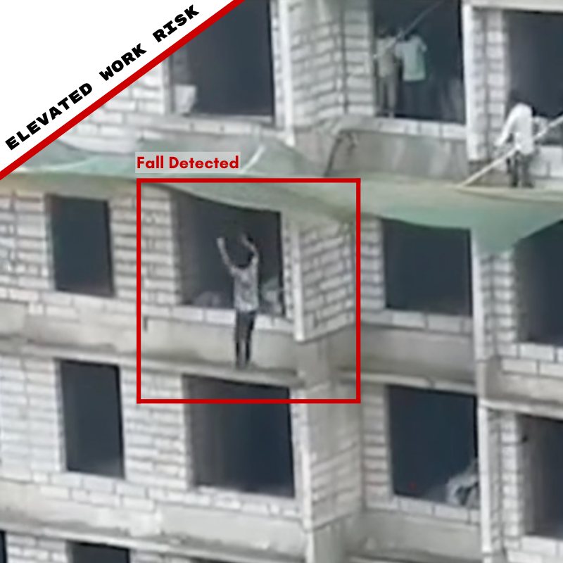 Fall risk detected during work at height on a construction site