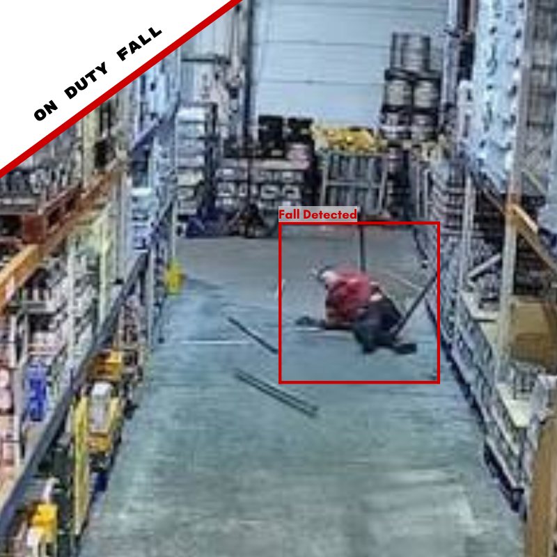 A worker fall detected in a warehouse aisle